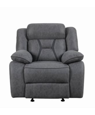 Macy's Brand - Houston Pillow-Padded Glider Recliner with Contrast Stitching Grey