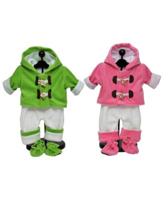 The Queen's Treasures - BBPJGJ-C,  Set of Two Complete Bitty 15" Baby Doll Twin Overall Outfits