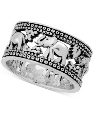 Essentials - Elephant Band Ring in Fine Silver-Plate