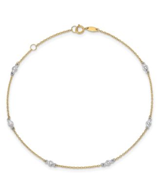Macy's Brand - Cubic Zirconia Anklet in 14k Yellow and White Gold