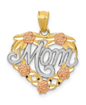 Macy's Brand - Mom Heart Pendant in 14k Yellow, Rose Gold and Rhodium