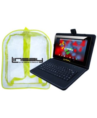 LINSAY - 10.1" Quad Core 1280x800 IPS Screen 2GB RAM Android 10 Tablet 32GB with Black Keyboard and Bag Pack