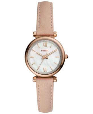 Fossil - Women's Carlie Mini Blush Leather Strap Watch 28mm