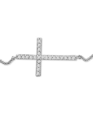 Wrapped - Diamond Sideways Cross Bolo Bracelet (1/6 ct. t.w.) in 14k White Gold