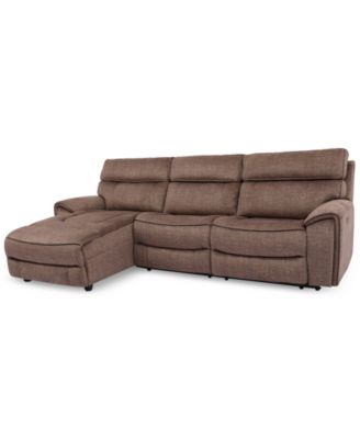 Furniture - Hutchenson 3-Pc. Fabric Chaise Sectional with Power Recliner and Power Headrest