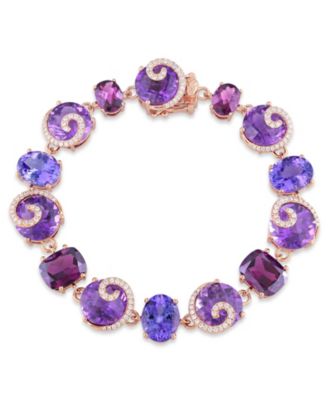 Macy's Brand - Multi-Gemstone (41 5/8 ct. t.w.) and Diamond (3/4 ct. t.w.) Link Scroll Bracelet in 14k Rose Gold