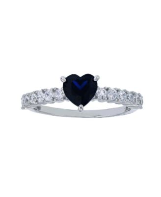 Macy's - Created Blue Spinel and White Cubic Zirconia Fashion Ring in Rhodium Plated Sterling Silver