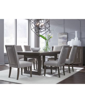 Furniture - Facets Double Pedestal Dining , 7-Pc. Set (Table & 6 Upholstered Side Chairs)