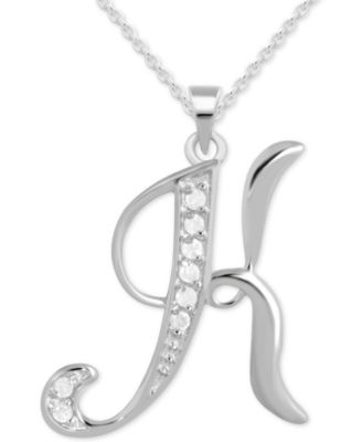 Macy's Brand - Diamond K Initial 18" Pendant Necklace (1/10 ct. t.w.) in Sterling Silver