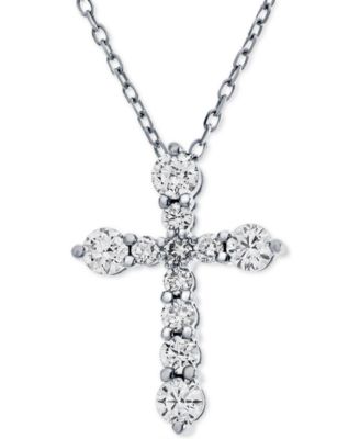 Macy's Brand - Diamond Cross 16"-18" Pendant Necklace (1/2 ct. t.w.) in 14k White Gold or 14K Gold