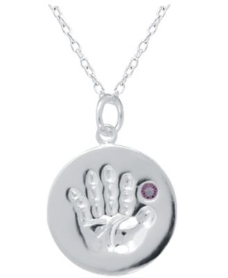 Giani Bernini - Swarovski Crystal Birth Month "Handprint" Disc 18" Pendant in Sterling Silver