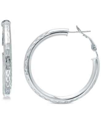 Giani Bernini - Medium Patterned Hoop Earrings in Sterling Silver, 40mm