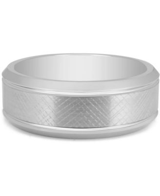 Macy's Brand - Men's Textured Bevel Band in White Ion-Plated Tantalum