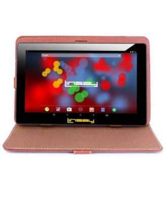 LINSAY - 10.1" 1280 x 800 IPS Screen Quad Core 2GB RAM Tablet 32GB Android 10 with Brown Leather Case