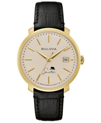 Bulova - Men's Frank Sinatra Brown Leather Strap Watch 40mm