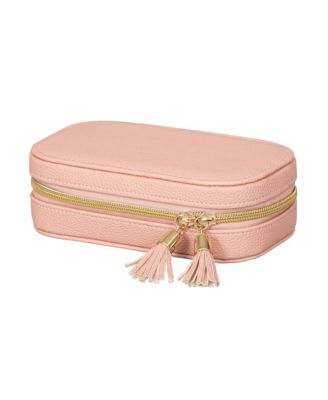 Mele & Co - Lucy Travel Jewelry Case in Textured Pink Vegan Leather