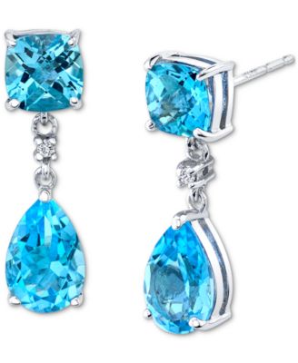 Macy's Brand - Blue Topaz (5-5/8 ct. t.w.) & Diamond Accent Drop Earrings in Sterling Silver