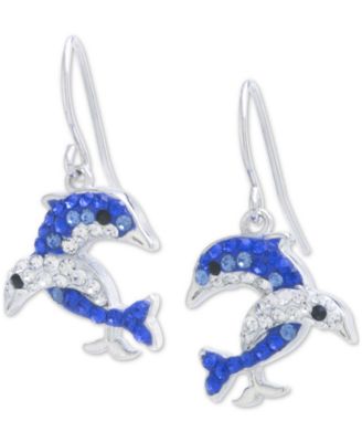 Giani Bernini - Crystal Dolphin Drop Earrings in Sterling Silver