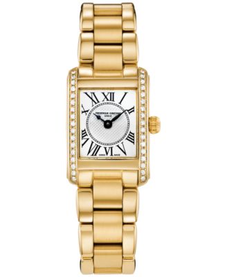 Frederique Constant - Women's Swiss Classics Carree Diamond (3/8 ct. t.w.) Gold-Tone Stainless Steel Bracelet Watch 23mm