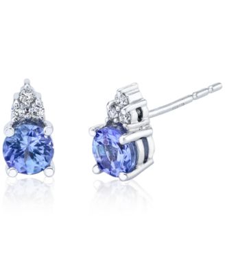 Macy's - Tanzanite (1/2 ct. t.w.) & Diamond (1/20 ct. t.w.) Stud Earrings in 14k White Gold