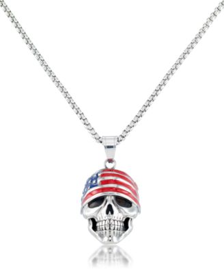 Andrew Charles by Andy Hilfiger - Men's Skull 24" Pendant Necklace in Stainless Steel