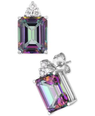 Macy's Brand - Mystic Topaz (7 ct. t.w.) & Diamond (1/6 ct. t.w.) Stud Earrings in 14k White Gold