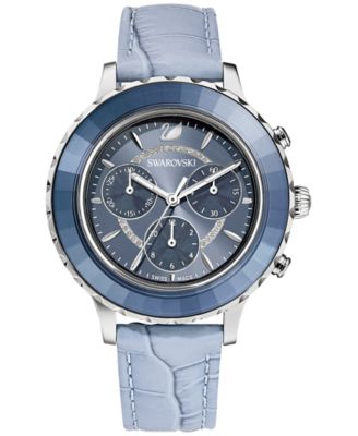 Swarovski - Women's Swiss Chronograph Octea Lux Blue Crocodile Leather Strap Watch 38mm
