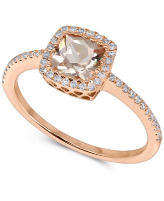 Macy's Brand - Morganite (3/4 ct. t.w.) & Diamond (1/5 ct. t.w.) Halo Ring in 14k Rose Gold