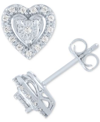 Macy's - Diamond Heart Earrings (1/10 ct. t.w )
