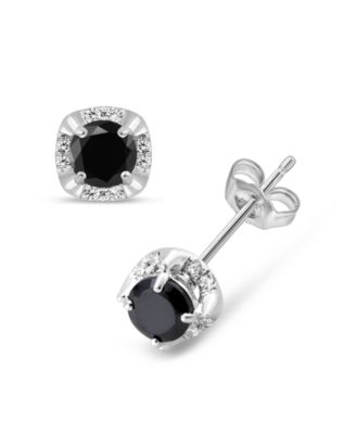 Macy's Brand - 3/4 Carat White & Treated Black Dia Stud Earrings in 14K Whte Gold