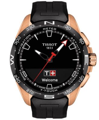 Tissot - Men's Swiss T-Touch Connect Solar Black Rubber Strap Smart Watch 48mm