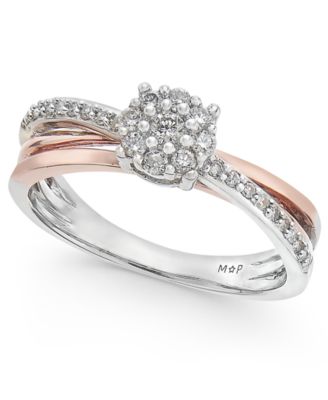 Promised Love - Diamond Crossover Promise Ring (1/4 ct. t.w.) in Sterling Silver and 14k Rose Gold