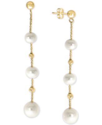 EFFY Collection - Cultured Freshwater Pearl (5-8mm) Linear Drop Earrings in 14k Gold