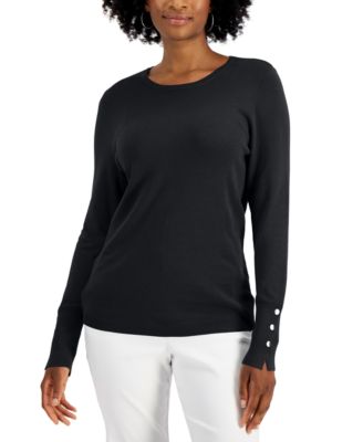 JM Collection - Petite Rivet-Detail Sweater