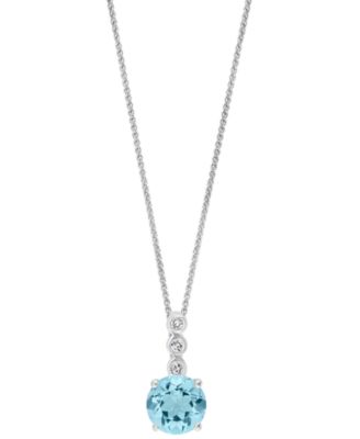 LALI Jewels - Aquamarine (3/4 ct. t.w.) & Diamond Accent 18" Pendant Necklace in 14k White Gold