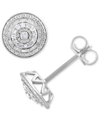 Macy's - Diamond Multi-Halo Stud Earrings (1/10 ct. t.w.) in Sterling Silver