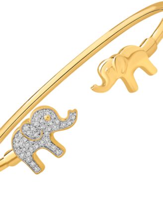 Wrapped - Diamond Elephant Cuff Bangle Bracelet (1/4 ct. tw)