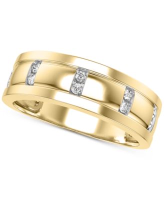 Macy's Brand - Men's Diamond Band (1/10 ct. t.w.) in 10k Yellow Gold or 10k White Gold
