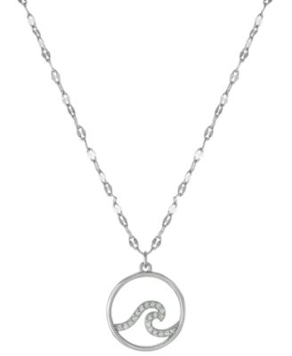 Giani Bernini - Cubic Zirconia Wave Pendant Necklace in Sterling Silver, 16" + 2" extender