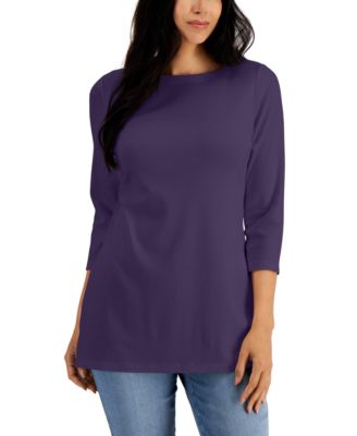 Karen Scott - Boat-Neck 3/4-Sleeve Top