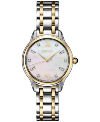 Seiko - Women's Diamond (1/10 ct. t.w.) Two Tone Bracelet Watch 30mm