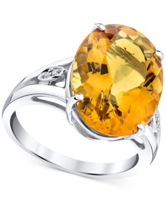 Macy's Brand - Citrine (9 ct. t.w.) & Diamond Accent Openwork Statement Ring in Sterling Silver