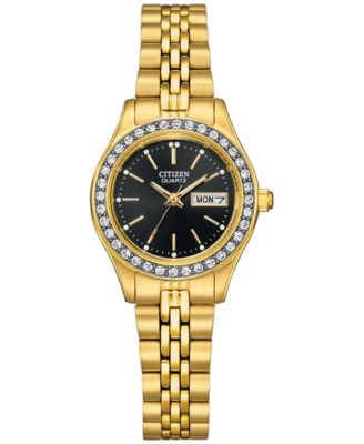 Citizen - Women's Embellished Gold-Tone Stainless Steel Bracelet Watch 26mm