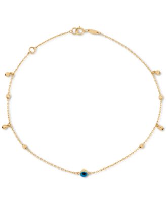 Macy's Brand - Evil Eye Glass Stone Ankle Bracelet in 10k Gold