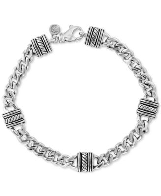 EFFY Collection - Men's Rondelle & Curb Link Bracelet in Sterling Silver