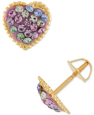 Macy's Brand - Children's Crystal Heart Stud Earrings in 14k Gold