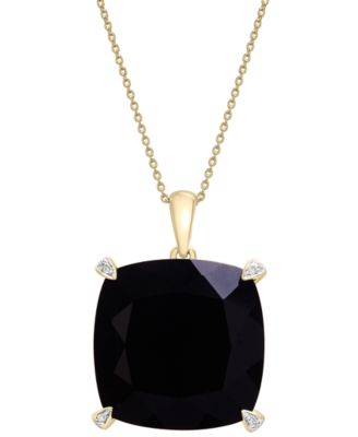 Macy's Brand - Onyx & Diamond Accent Necklace, 17" + 1" extender