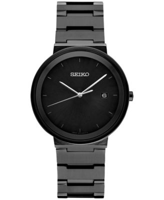 Seiko - Men's Essentials Black Ion Finish Stainless Steel Bracelet Watch 41mm