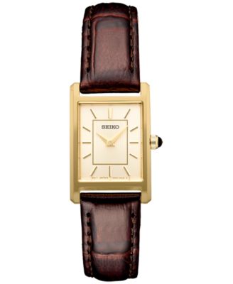 Seiko - Women's Essentials Brown Leather Strap Watch 19mm