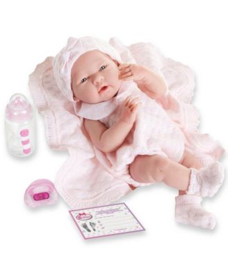 JC TOYS - JC Toys, La Newborn All Vinyl Anatomically Correct Real Girl 15 inch Baby Doll in Pink Knit Outfit and Accessories - For Children 2 Years and older, Designed by Berenguer.